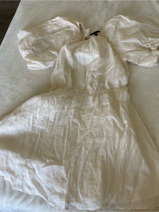 Banana Republic White Puff-Sleeve Cotton Gauze Mini Dress